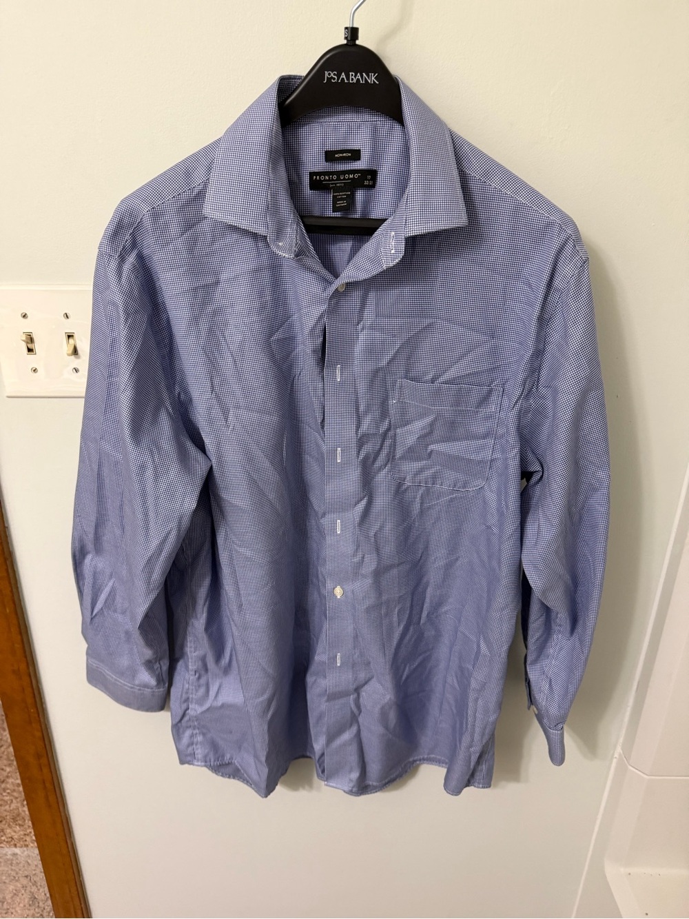 Pronto Uomo Men's Light Blue Micro-Check Dress Shirt